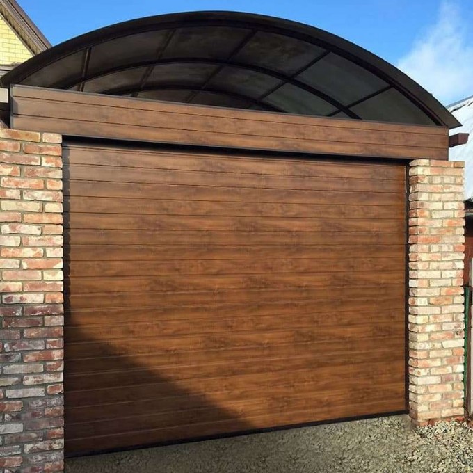 Автоматические гаражные секционные ворота под навес ALUTECH Prestige 2750×2500 мм 21121