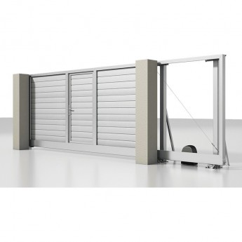 Откатные ворота с электроприводом ALUTECH Prestige 4000×2000 мм и встроенной калиткой